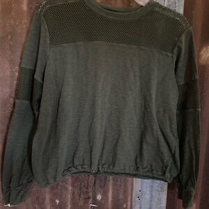 Olive Green Mesh Detail Sweater